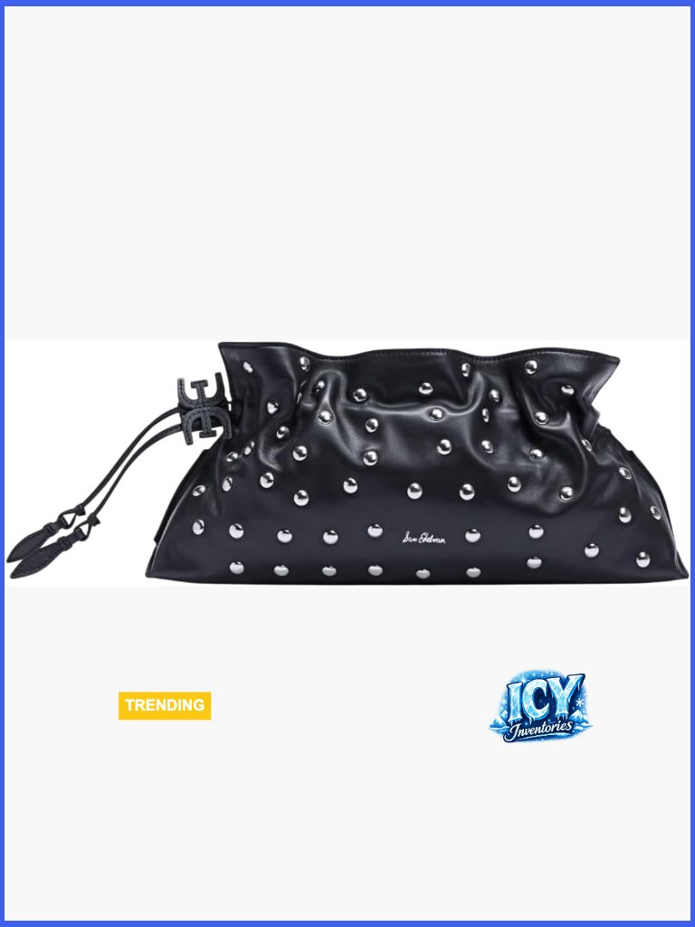 Oversized Leather Clutch With Magnetic Closure And Drawstring